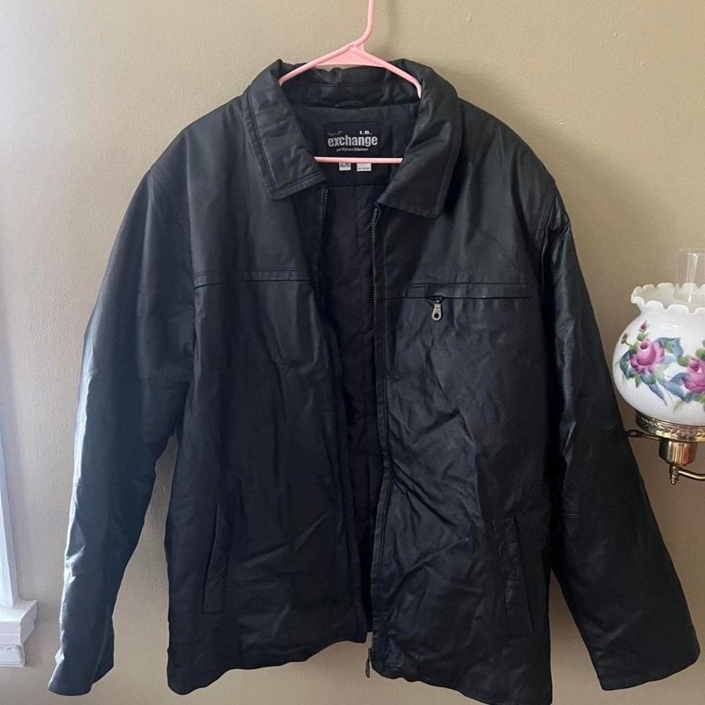 I.B. Exchange Irwin Bilerman Black Leather Jacket XL/TG Mens Coat